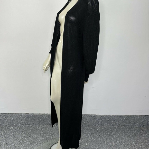 Free People Beach Long Duster Cardigan Small Black Knit Open Front Boho - Picture 6 of 12
